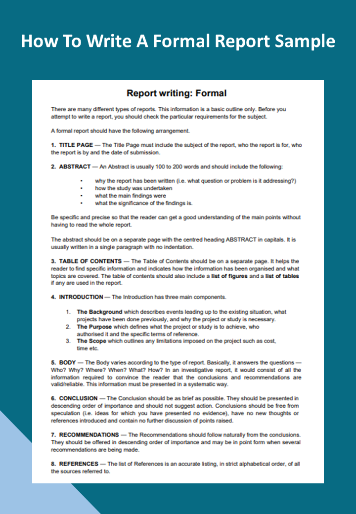 formal report writing meaning